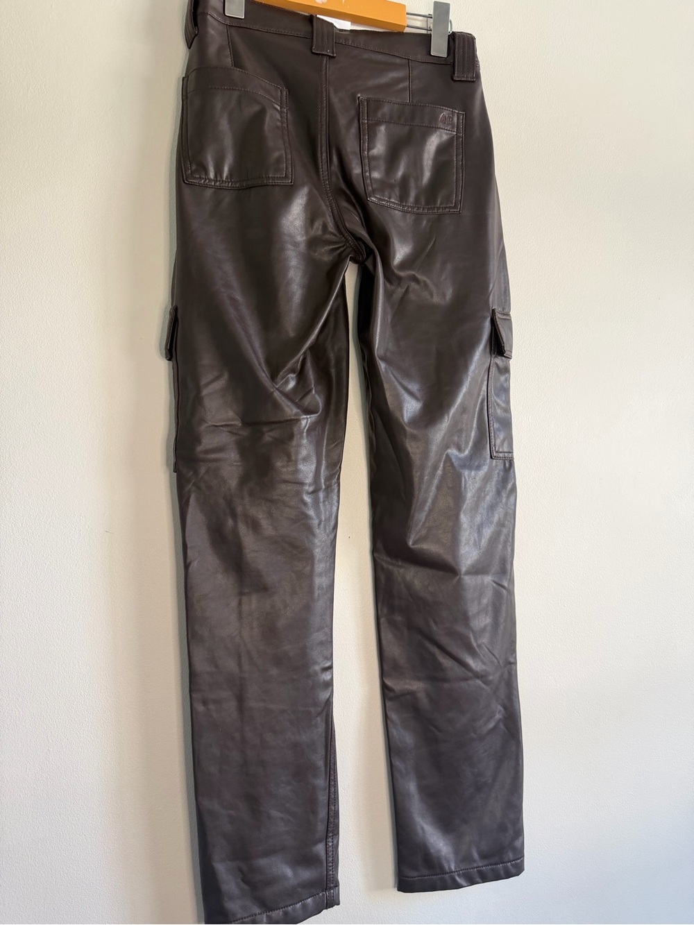 American Eagle Brown Faux Leather Cargo Pants | Y2K Utility - Picture 5 of 12